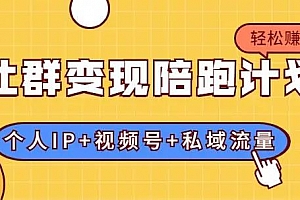 社群变现陪跑计划:建立“个人IP+视频号+私域流量”的社群商业模式轻松赚钱