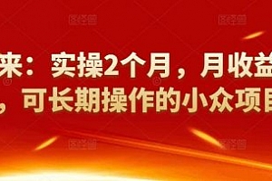祖小来:实操2个月,月收益2万+,可长期操作的小众项目