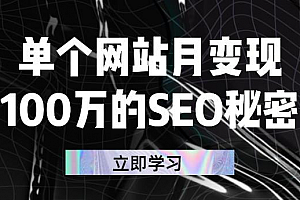 单个网站月变现100万的SEO秘密