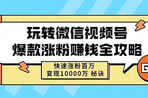 玩转微信视频号爆款涨粉赚钱全攻略