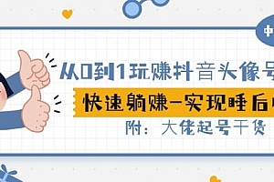 从0到1玩赚抖音头像号:快速躺赚-实现睡后收入