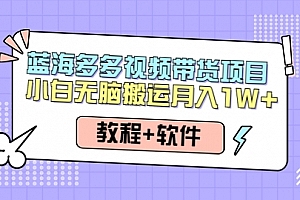 人人都能操作的多多视频带货项目,无脑搬运月入10000+