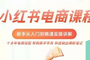 小红书电商新手入门到精通实操课,从入门到精通做爆款笔记,开店运营