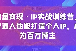 流量变现·IP实战训练营,普通人也能打造个人IP,成为百万博主