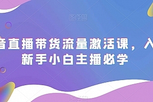 抖音直播带货流量激活课,入行新手小白主播必学