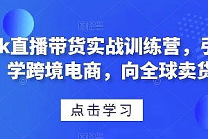TikTok直播带货实战训练营,引流爆单,学跨境电商,向全球卖货!