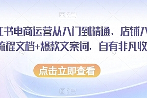 小红书电商运营从入门到精通,店铺入住全流程文档+爆款文案词,自有非凡收获