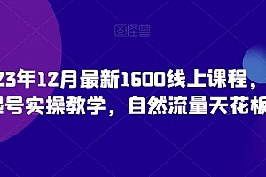 猴帝23年12月最新1600线上课程,0粉起号实操教学,自然流量天花板