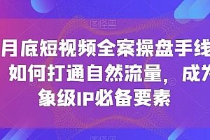 12月底短视频全案操盘手线下课,如何打通自然流量,成为想象级IP必备要素