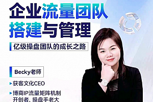 Becky·企业流量团队搭建与管理,掌握企业入局短视频的思维,亿级操盘手成功之路