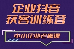 企业抖音营销获客增长训练营,中小企业老板必修课