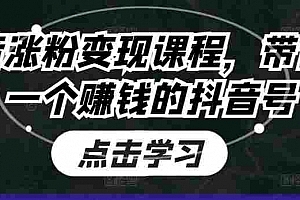 抖音涨粉变现课程,带你做一个赚钱的抖音号