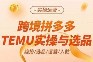 跨境拼多多TEMU实操与选品,多多temu跨境选品运营实操