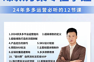 2024多多运营必听的12节课,全程干货,玩法实操,爆款方案尽在掌握