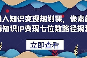 鹿盈盈普通人知识变现规划课,像素级拆解知识IP变现七位数路径规划