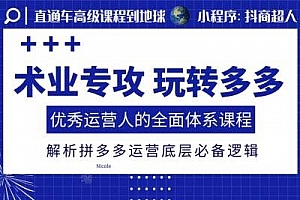 术业专攻玩转多多,优秀运营人的全面体系课程,解析拼多多运营底层必备逻辑