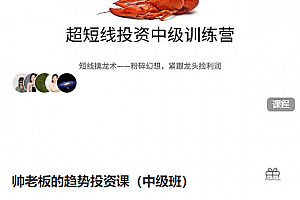 帅老板的趋势投资课(中级班短线擒龙术)超短线投资中级训练营