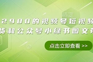 价值2980的视频号短视频橱窗带货和公众号小绿书图文带货