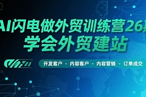 AI闪电做外贸训练营26期,学会外贸建站-开发客户-内容营销-订单成交