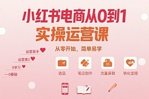 小红书电商从0到1实操运营课,从零开始,简单易学