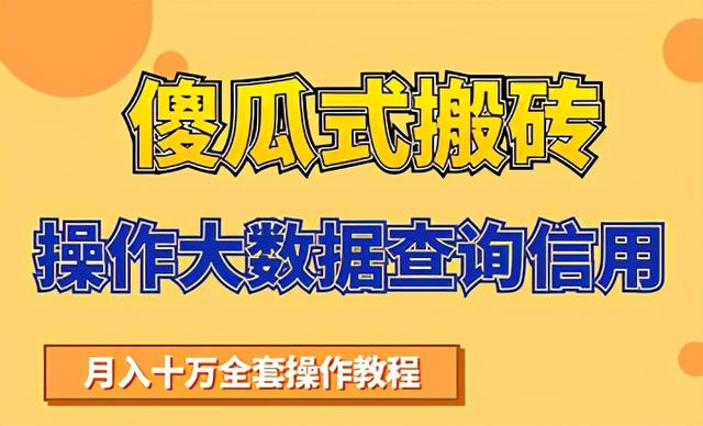 搬砖操作大数据查询信用项目赚钱教程，祝你快速月入6万