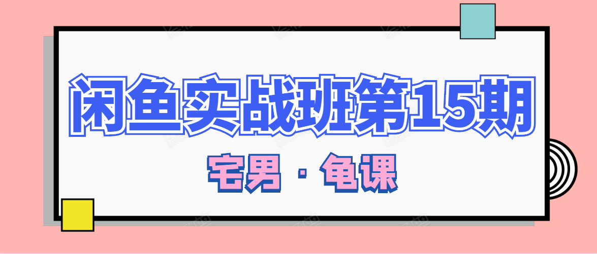 宅男龟课：闲鱼无货源电商课程第15期，一个月收益几万不等