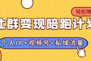 社群变现陪跑计划：建立“个人IP+视频号+私域流量”的社群商业模式轻松赚钱