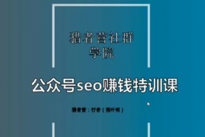 倪叶明《公众号seo赚钱特训课》
