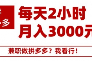 搜外网拼多多兼职课程，每天2小时月入3000元