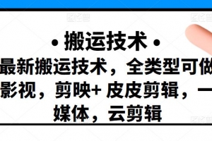 最新短视频搬运技术，全类型可做影视，剪映+皮皮剪辑