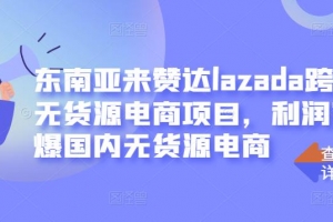 东南亚来赞达LAZADA跨境无货源电商项目