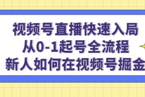 陈大黑牛·视频号直播快速入局：从0-1起号全流程，新人如何在视频号掘金