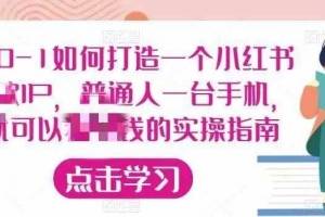 从0-1如何打造一个小红书爆款IP，普通人一台手机，就可以狠赚钱的实操指南