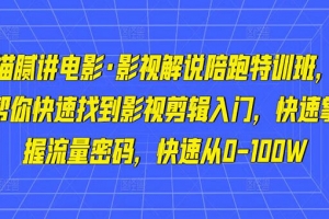 猫腻讲电影·影视解说陪跑特训班，帮你快速找到影视剪辑入门，快速掌握流量密码，快速从0-100W