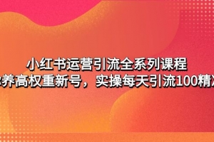 小红书运营引流全系列课程：教你养高权重新号，实操每天引流100精准粉