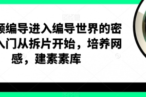 短视频编导进入编导世界的密钥，入门从拆片开始，培养网感，建素材库