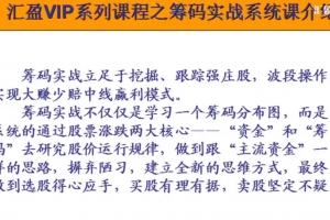 筹码实战系列视频教程共9讲（李政）