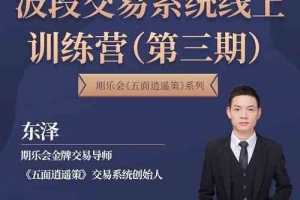 第三期《五面逍遥策》波段交易系统线上训练营（东泽）