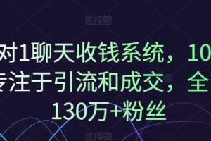 1对1聊天收钱系统，10年专注于引流和成交，全网130万+粉丝