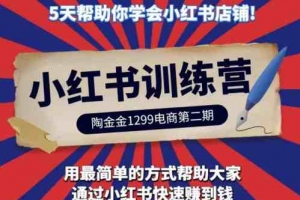 陶金金小红书训练营第二期，5天帮助你学会小红书店铺，用最简单的方式帮助大家快速赚到钱