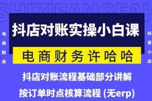 电商财务许哈哈抖音小店对账实操小白课程，解决电商对账难题