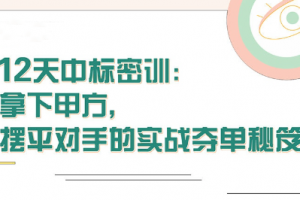 【张金洋】12天中标密训—拿下大单，摆平对手的实战夺单秘笈