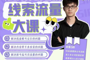 线索流量大课，解决线索账号定位问题，新号起号没流量问题，线索流量导进私域