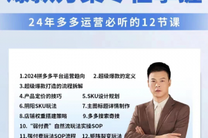 2024多多运营必听的12节课，全程干货，玩法实操，爆款方案尽在掌握