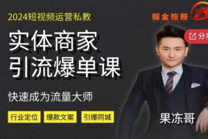 2024短视频运营私教，实体商家引流爆单课，快速成为流量大师