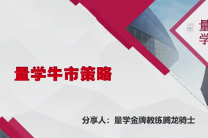 量学云讲堂腾龙骑士张宇量学第17期+第八段位课下