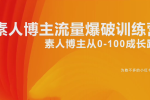 红薯教练小红书博主成长攻略：素人博主流量爆破训练营-素人博主从0-100成长路径