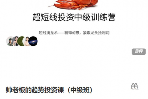 帅老板的趋势投资课（中级班短线擒龙术）超短线投资中级训练营