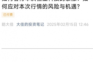 大佳的投资笔记付费文250215如何看待本次恒生科技的暴涨？如何应对本次行情的风险与机遇