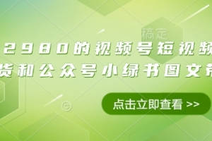 价值2980的视频号短视频橱窗带货和公众号小绿书图文带货